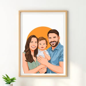 Custom Portrait Gift, Family Portrait Illustration, Personalized Gift for Parents, Drawing from Photo, Digital Print, Custom Family Gift