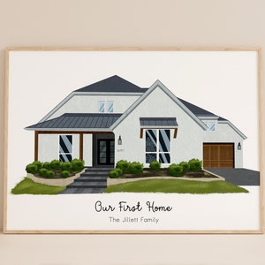 Personalized House Portrait, House Painting, New Home Gift, Home Portrait, Housewarming Gift, Christmas Gift, Realtor Closing Gift