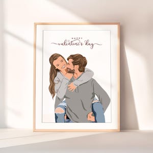 Benutzerdefinierte Paar Porträt, Valentinstag Geschenk für ihn, Cartoon Porträt, personalisierte Freund Geschenk, gesichtslose Illustration, digitales Porträt