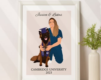 Custom Graduation Portrait From Photo, Personalized Gift For Her, Graduation Gift To Boyfriend, Gift From Girlfriend