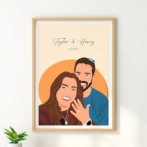 Ritratto di coppia personalizzato, regalo di fidanzamento per il marito, regalo di anniversario personalizzato per lui, ritratto di cartone animato da foto, ritratto senza volto