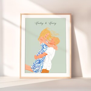 Custom Illustration, Custom Couple Portrait, Personalized Gift For Girlfriend, Valentine's Day Gift for Her, Woman Gift, In Loving Memory