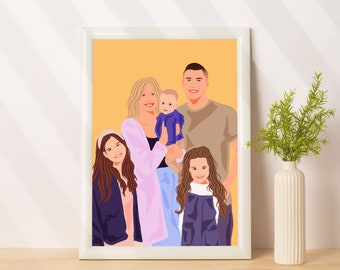 Cartoon Family Portrait From Photo, Personalized Gift For Father, Father’s Day Gift, Custom Gift For Dad, Gift For Grandpa, Custom Portrait