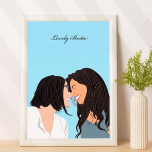 Retrato de melhor amiga a partir de foto, presente de aniversário, ilustração personalizada, presente para melhor amiga, presente personalizado para irmã, retrato de desenho animado