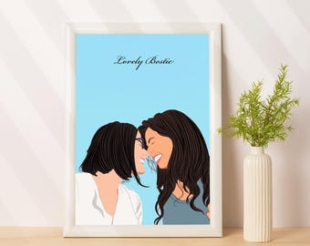Best Friend Portrait from Photo, Birthday Gift, Custom Illustration, Best Friend Gift, Personalized Gift for Sister, Cartoon Portrait