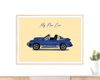 Retrato de coche personalizado: regalo personalizado para amantes de los coches, dibujo a partir de una foto