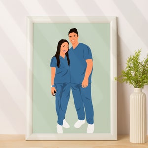 Custom Nurse Cartoon Portrait, Personalized Gift, Portrait From Photo, Nursery Gift For Her, Custom Illustration image 4