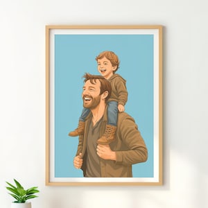 Custom Cartoon Portrait, Family Illustration, Dad Birthday Gift, Personalized Gift for Dad, Faceless Portrait Print, Gift for Grandpa