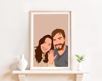 Custom Couple Portrait: Engagement Gift, Couple Illustration, Cartoon Drawing from Photo