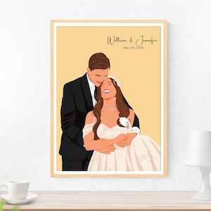 Custom Wedding Portrait: Wedding Illustration, Gift for Couples, Drawing from Photo