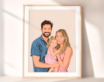 Custom Family Portrait, Personalized Gift, Digital Drawing and Illustration, Gift for Mom, Faceless Portrait Print, Drawing from Photo