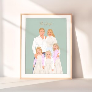 Custom Family Illustration, Cartoon Family Portrait, Personalized Mother's Day Gift, Custom Family Gift, Loved One Portrait, Gift for Him