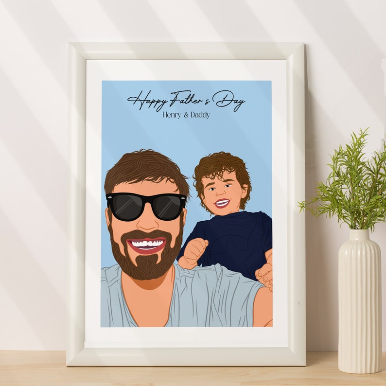 Custom Family Portrait From Photo Personalized Fathers Day Gift Faceless Portrait Print Gift For Grandparents / Dad image 1