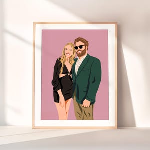 Cartoon Paar Zeichnung, Portrait vom Foto, Erstes Valentinstag Geschenk, Gesichtslose Illustration, personalisiertes Geschenk für Freundin
