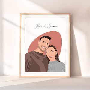 Custom Couple Illustration, Portrait from Photo, Personalized Gift, Gift for Girlfriend, Faceless Portrait, Couple Gift, Long Distance Gift