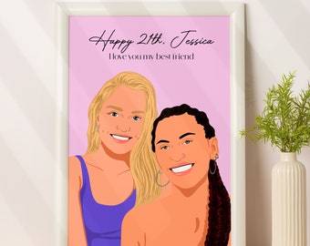 Personalized Portrait From Photo - 21st Birthday Gift For Her / Him - Custom Best Friend Portrait
