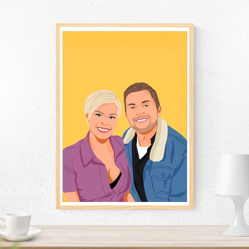 Cartoon Portrait, Custom Drawing, Family Illustration, Personalized Gift, Christmas Gift, Digital Print, Faceless Portrait from Photo image 3