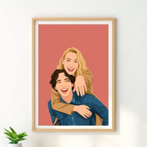 Custom Couple Portrait: Personalized Engagement Gift, Girlfriend Gift