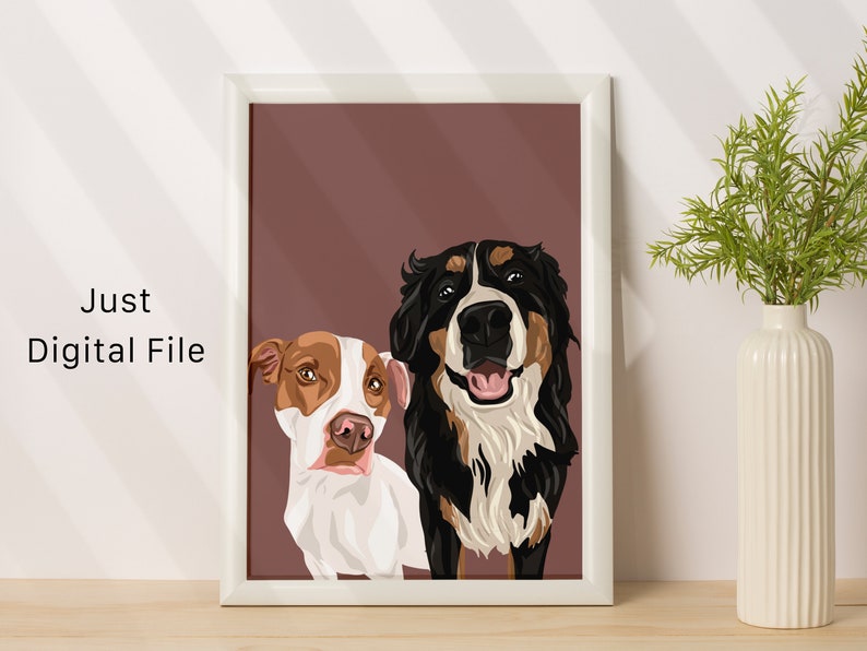 Custom Cartoon Pet Portrait, Pet Lovers Gift, Dog Illustration, Pet Memorial Portrait, Custom Dog Portrait, Dog Birthday Gift image 3
