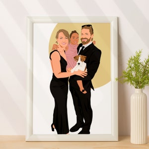 Personalized Family Portrait - Cartoon Portrait From Photo - Personalized Gift For Her - Faceless  Portrait Print