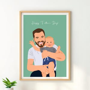 Portrait de famille personnalisé, cadeau fête des pères, portrait de dessin animé, cadeau papy personnalisé, illustration de famille, cadeau personnalisé pour papa
