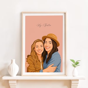 Custom Portrait Drawing, Personalized Sister Gift, Faceless Portrait Print, Custom Birthday Gift, Custom Illustration, Best Friend Gift