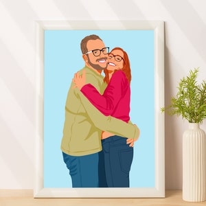 Gesichtslose Illustration vom Foto, individuelles Gesichtsloses Porträt, personalisiertes Geschenk für Freund, Paar Porträt, Gesichtsloser Porträt Druck