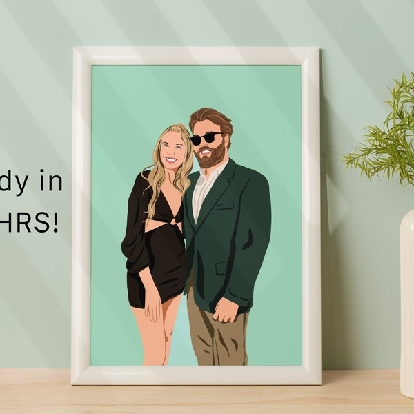 Faceless Portrait Print, Cartoon Portrait From Photo,  Faceless Portrait Custom, Couple Illustration, Boyfriend Gift, Girlfriend Gift