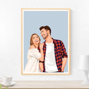 Illustration de portrait personnalisé, portrait de couple, cadeau d'anniversaire, cadeau personnalisé pour lui, cadeau personnalisé pour petit ami, dessin à partir d'une photo
