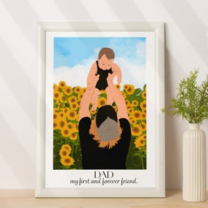 Retrato de família personalizado, presente de dia dos pais, retrato de desenho animado, ilustração personalizada, presente da esposa, presente para o marido, presente para ele