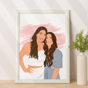 Best Friend Portrait, Personalized Birthday Gift, Cartoon Portrait From Photo, Gift For Her, Custom Portrait, Gift For Friend, Digital