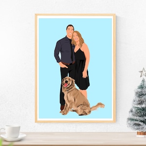 Ritratto di cartone animato, disegno personalizzato, illustrazione di famiglia, regalo personalizzato, regalo di Natale, stampa digitale, ritratto senza volto da foto