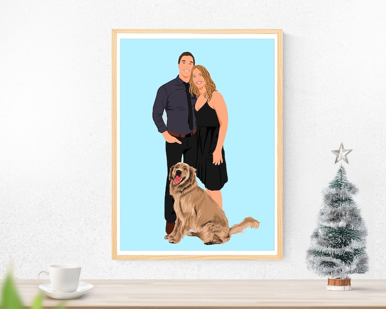 Cartoon Portrait, Custom Drawing, Family Illustration, Personalized Gift, Christmas Gift, Digital Print, Faceless Portrait from Photo image 1