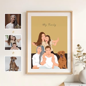 Add Loved One Photo, Custom Family Portrait, Combine Photos, Personalized Memorial Painting, Grandparents Gift, Loss of Father