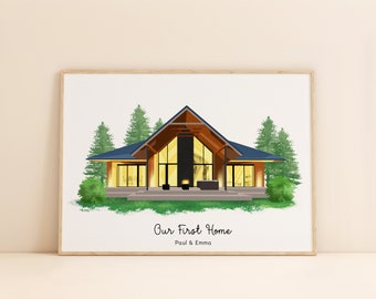 Custom House Portrait, Personalized Housewarming Gift, New Home Gift, Custom House Drawing, Digital House Painting, Realtor Closing Gift