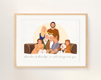 Custom Family Memorial Portrait: Add Deceased Loved One to Photo, Gift for Christmas