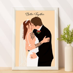 Gesichtslose Illustration, Hochzeitsportrait, Hochzeitsgeschenk, Gesichtslose Illustration, Cartoon Portrait vom Foto, Jubiläumsgeschenk für Ihn