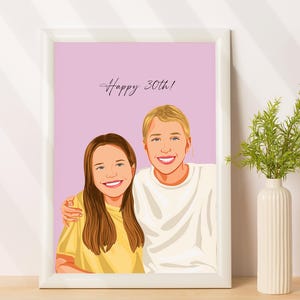 Cartoon Best Friend Portrait, Custom 30th Birthday Gift For Her, Personalized Gift For Women, Faceless Portrait From Photo