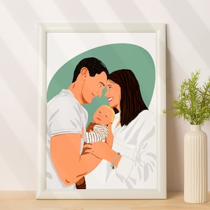 Personalized Family Portrait From Photo - Custom Gift For Family -  Faceless portrait - Cartoon Portrait - Father’s Day Gift