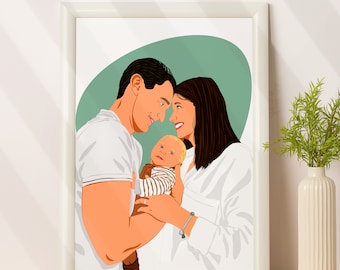 Personalized Family Portrait From Photo - Custom Gift For Family -  Faceless portrait - Cartoon Portrait - Father’s Day Gift