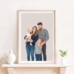 Custom Family Portrait, Personalized Gift, Drawing from Photo, Gift for Christmas, Cartoon Portrait, Family Illustration, Gift for Family