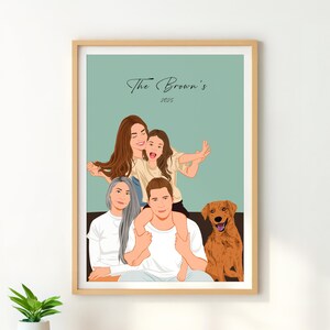 Cartoon Family Portrait, Custom Illustration, Personalized Gift for Parents, Drawing from Photo, Grandparents Gift, Loved One Portrait