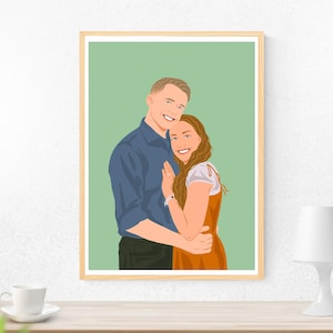 Custom Couple Portrait, Digital Faceless Print, Personalized Christmas Gift For Girlfriend, Painting From Photo, Minimal Family Portrait