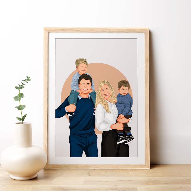 Custom Family Portrait, Personalized Birthday Gift for Dad (digital ...