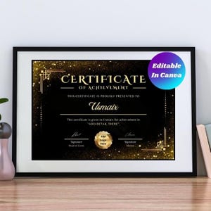 Printable Certificate Of Completion Template, Editable Training Certificate, Course Certificate, Canva Template Design, Instant Download