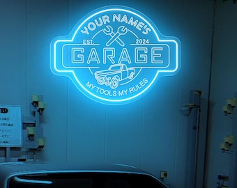 Custom Garage Neon Signs,Garage Sign,Personalized Light Up Garage Signs, Gift for Dad, Gift for husband,Man Cave Decor,Workshop Car Sign