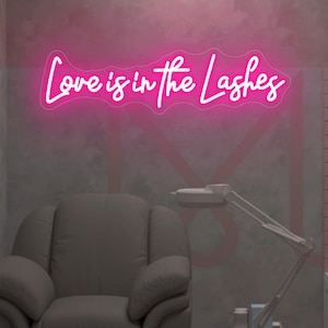 Love is in the Lashes Leuchtreklame, Beauty-Salon Zeichen, Lashes Studio Neonlicht, Wimpern-Salon LED-Schild, Benutzerdefinierte Lash Beauty Room Wanddekoration