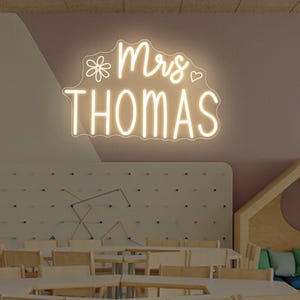Teacher Name Neon Sign For Classroom| Teacher Name Sign| Personalized Classroom Decor| Teacher Welcome Sign| Door LED Hanger| Teacher Gifts
