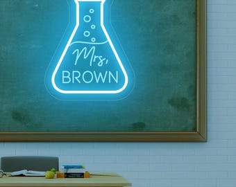 Custom Science Teacher Name Neon Sign,Science Classroom Wall Decor ,Science Beaker Professor Gift Chemistry Teacher Gifts,Teacher&#39;s Day Gift