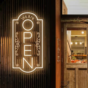 We are Open Neon Sign For Store Window, Business Vertical Open LED Classic Open Closed Light Restaurant Open Sign Vintage, Shop Open gifts